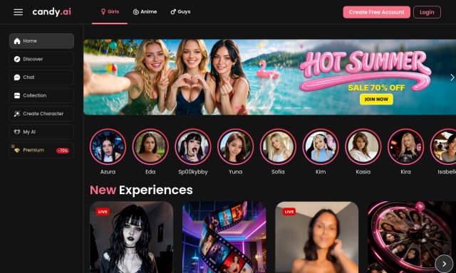 Candy AI homepage preview