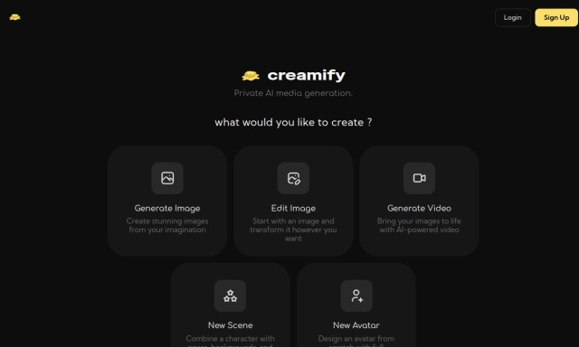 Creamify AI homepage preview
