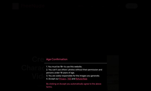 FreeNude homepage preview