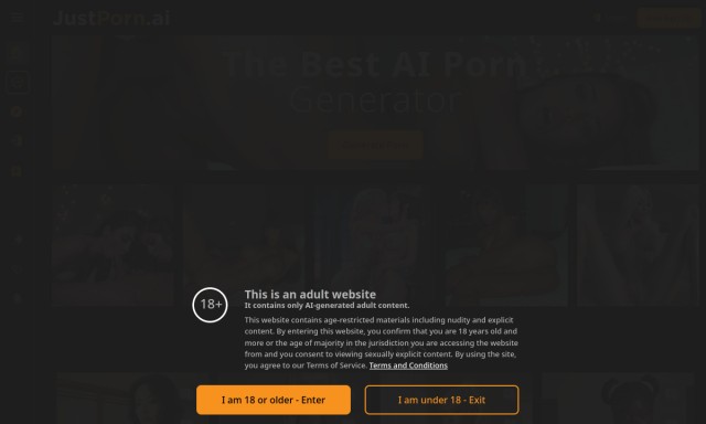 JustPorn AI homepage preview