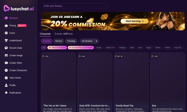 LusyChat AI homepage preview