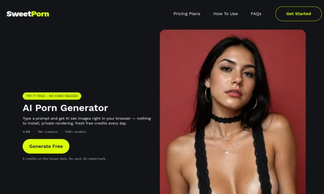 SweetPorn AI homepage preview